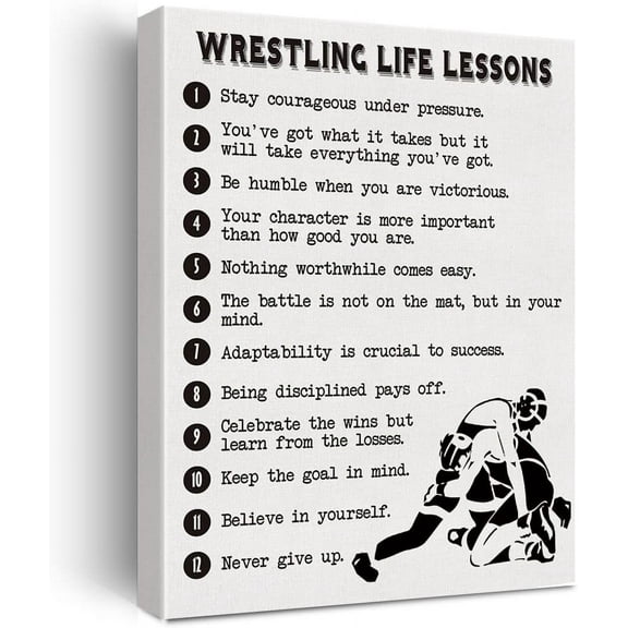HFDF Funny Wrestlg Life Lessons Canvas Prt Decor Stay Courageous Under Pressure Art Wall Patg Posters Modern Home Decoration 12x18inch Framed