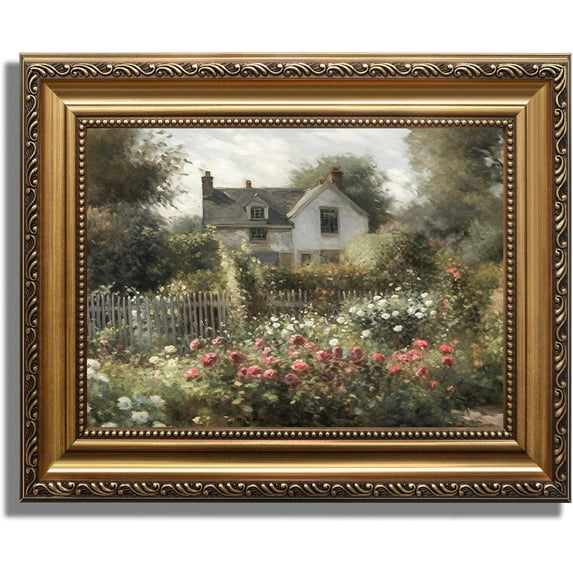 HFDF Gold Vtage Wall Art Vtage Wildflower Countryside Canvas Oil Patg Farmhouse Decor Wall Art Rustic Antique Landscape Sprg Decor Wall for Livg Room Gifts for Friends or Family 14x11inch Framed