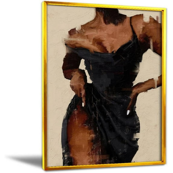 HFDF Golden Alumum alloy Black Woman Wall Art Magic Girl Home Decor Black Art Patgs For Wall Black Artist Canvas Wall Art African American Artwork For Livg Room Unframed