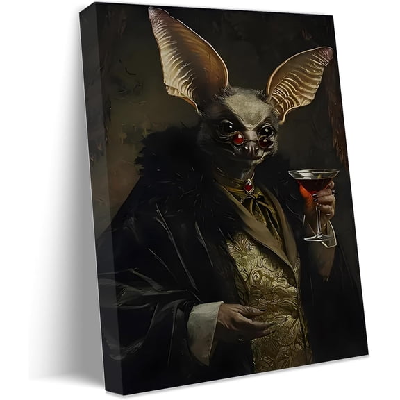 HFDF Gothic Bats Decor Wall Art Halloween Decorations Vtage Decor for Dark Academia Aesthetic Room and Gothic Home Decor 12x18inch Framed