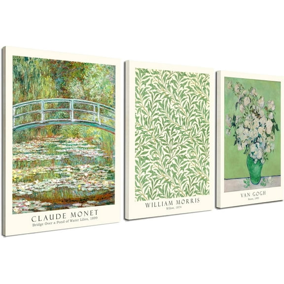 HFDF Grass Wall Art Canvas Decor Set of 3, Matisse Wall Art Prints Posters Mid Century Modern Art, Aesthetic Floral Botanical wall art for bedroom, living room, bathroom 12x18inch Framed