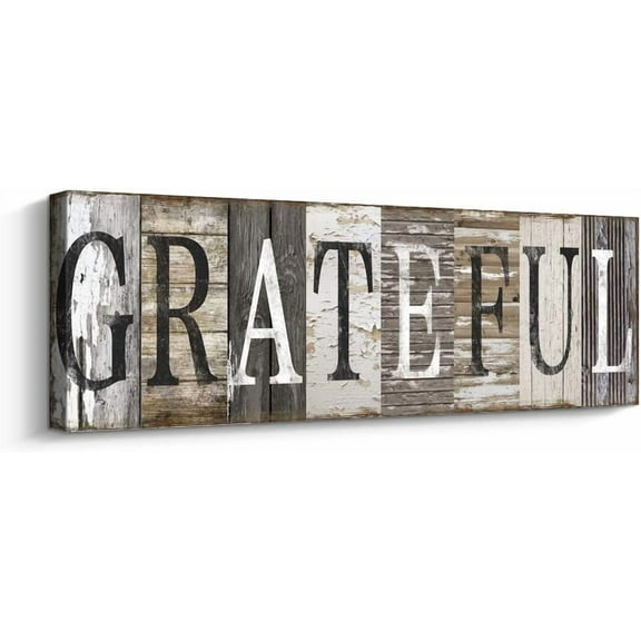 HFDF Grateful Sign Decor, Family Decorative Signs Wall Art, spirational Motto Canvas Prts Home Decoration 18x12inch Framed