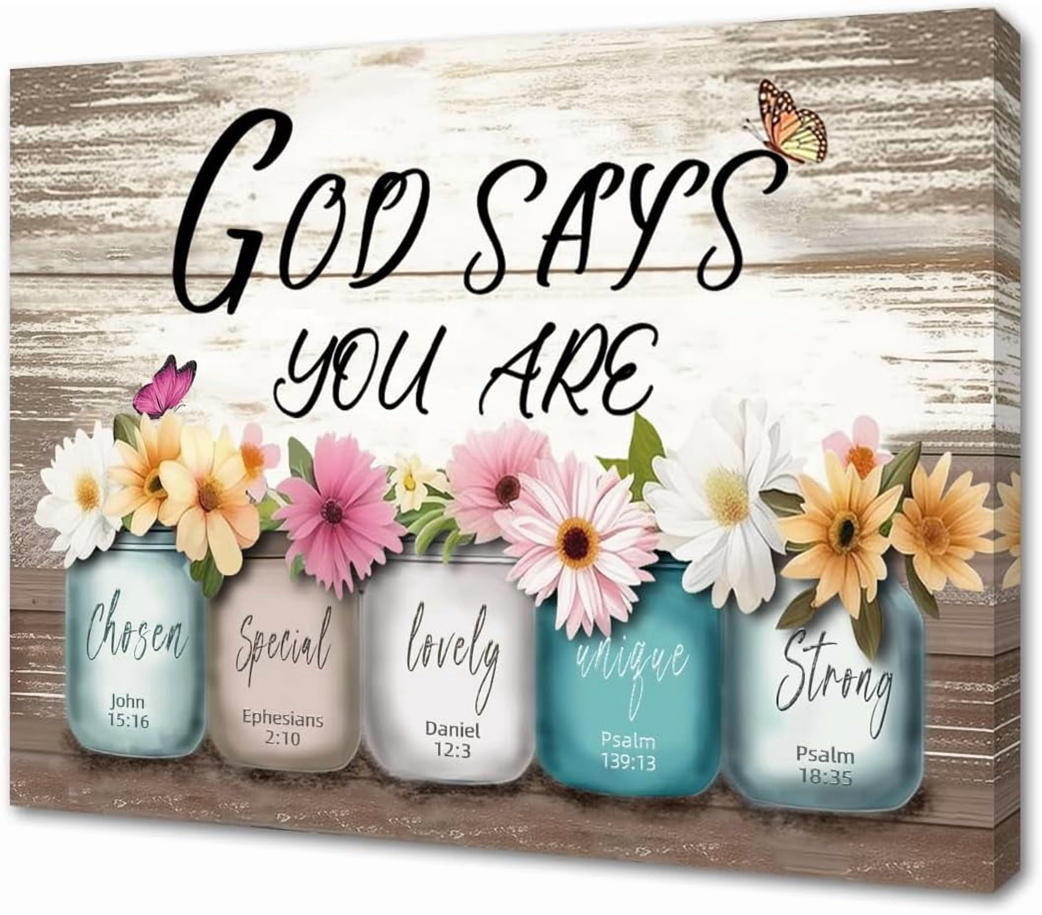 HFDF HONGYA Art Motivational Bible Verse Wall Decor: God Says You Are ...