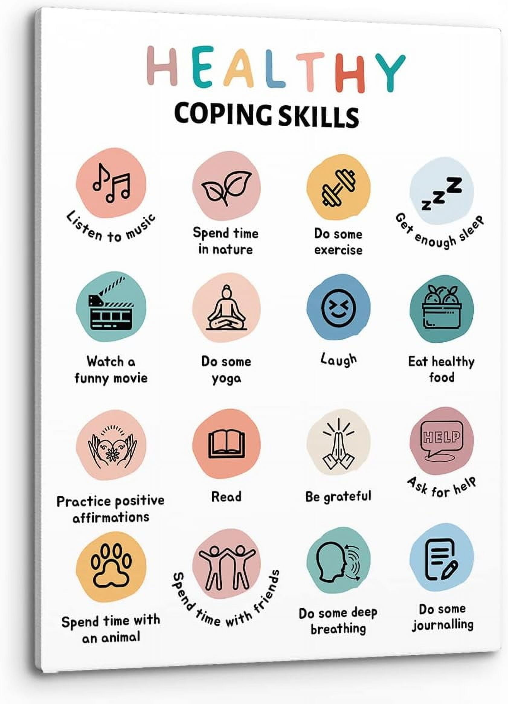 HFDF Healthy Copg Skills Mental Health Wall Art,Self Care Stress ...