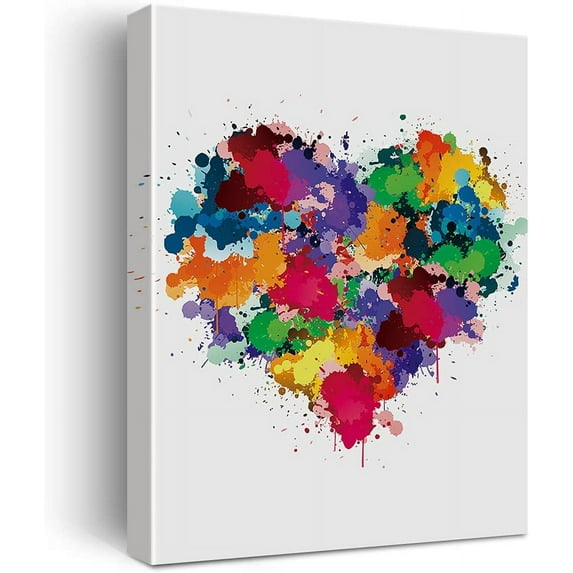 HFDF Heart Watercolor Poster Canvas Wall Art for Home/Office/Bedroom Decor - Heart Love Canvas Prt Wall Art Patg Ready to Hang Gifts - Easel & Hangg Hook 8x10inch Unframed