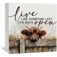 thumbnail image 1 of HFDF Live like Someone Left the Gate Open Highland Cow Wooden Signs,Farm Cottagecore Animal Office Kitchen Decor,Rustic Farmhouse Home Decor Signs,Highland Cow Gifts for Women, 24x16inch Framed, 1 of 7