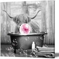 thumbnail image 1 of HFDF Highland Cow Wall Art Bathtub Canvas Pink Chewing Gum Print Picture Animal Artwork Bubble Funny Cattle Photo for Wall Décor 11x14inch Framed, 1 of 4