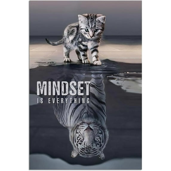 HFDF Inspirational Quotes Poster,Mindset Is Everything,Motivational Canvas Wall Art For Living Room Decor Aesthetic Vintage Posters & Prints Canvas Paintings Wall Art Over Bed Wall 12x18inch Framed
