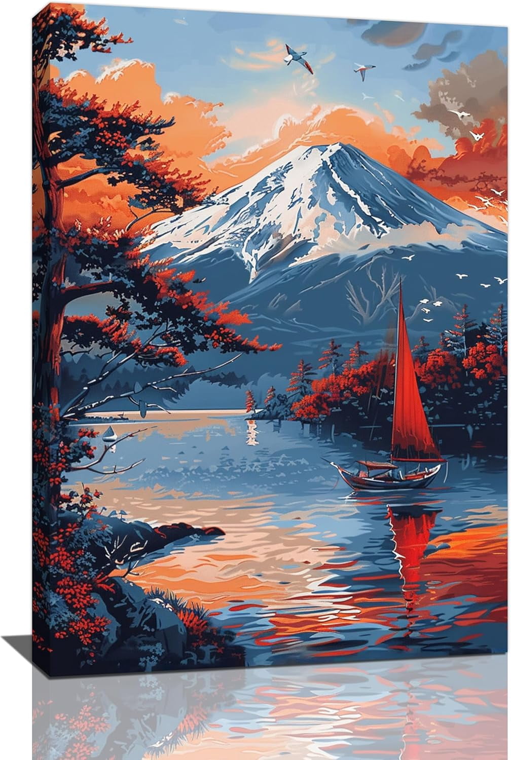 HFDF Japanese Wall Art Mount Fuji Pictures Wall Decor Asian Landscape ...