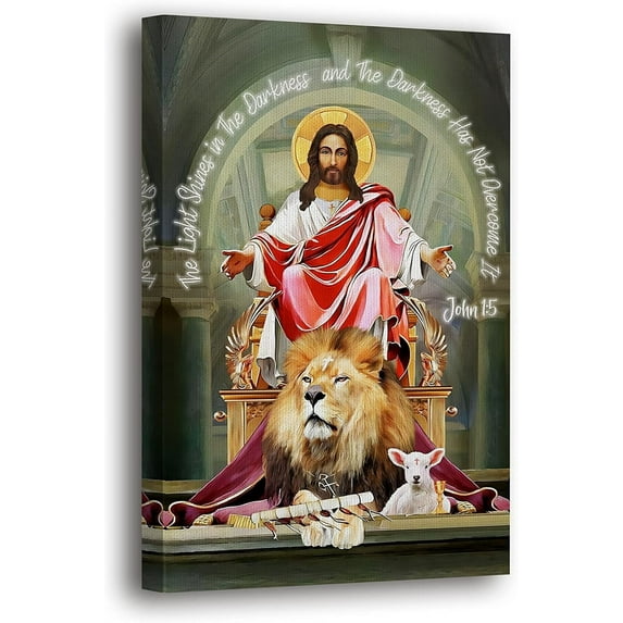 HFDF Jesus Wall Decor, Christian Cross Wall Home Posters, Judah Religious Lord Prayer Bible Wall Art Canvas 05JOHN 15 20x24inch Framed