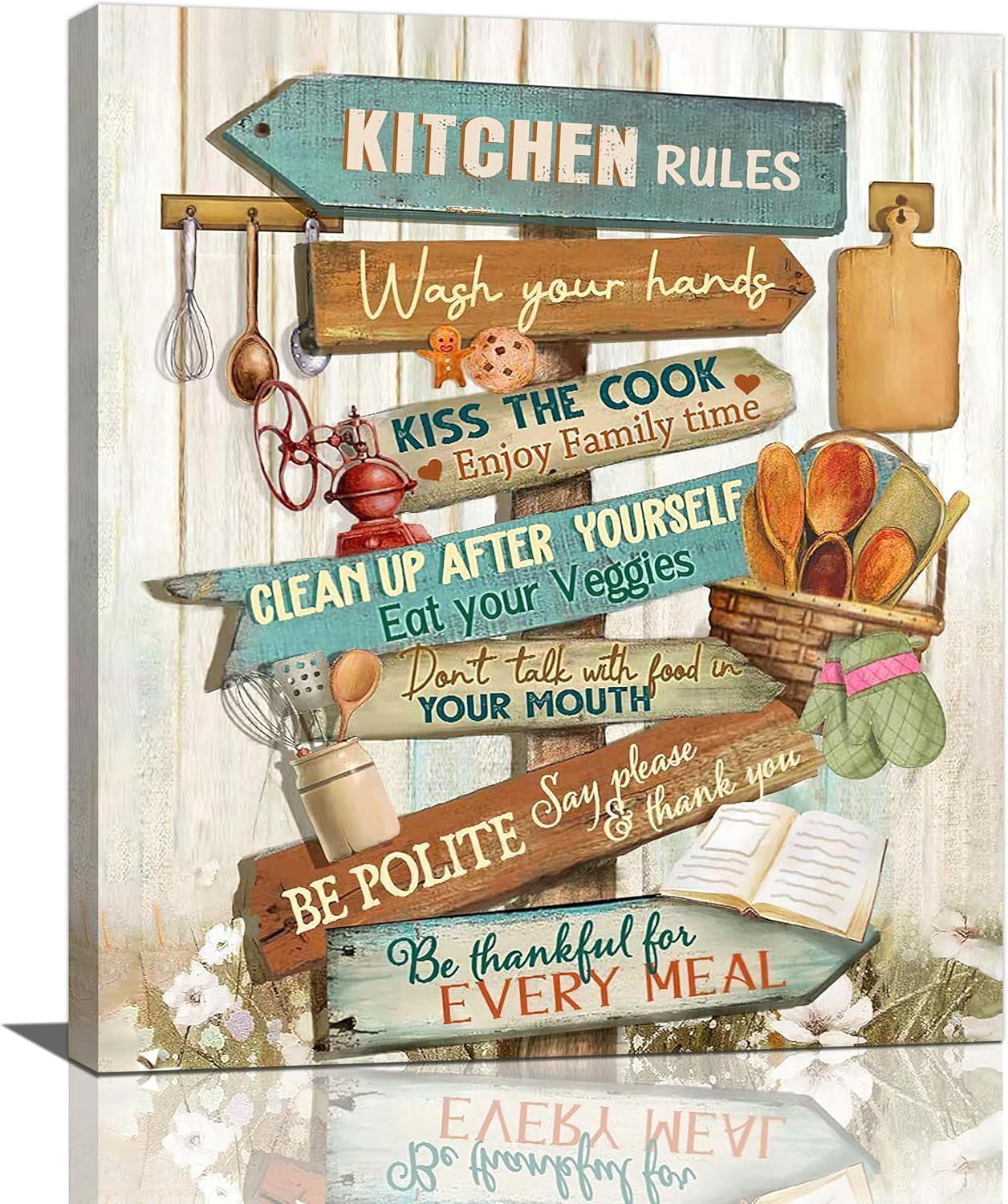 HFDF Kitchen Wall Art Farmhouse Kitchen Pictures Wall Decor Rustic