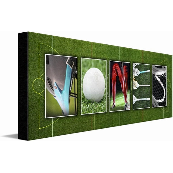 HFDF LACROSSE Personalized Name Art Gift | Customized for the Lacrosse Player, Coach, Team or Fan | Unique Lacrosse Photo Canvas Wall Art Décor ( Stretched Canvas) 24x20inch Framed