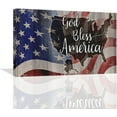 thumbnail image 1 of HFDF Large American Flag and USA Map Wall Art Rustic United States Map Pictures Wall Decor God Bless America Canvas Painting Print Home Decor Artwork for Living Room Bathroom Master 24x16inch Framed, 1 of 6