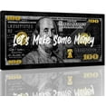 thumbnail image 1 of HFDF Large Money Canvas Art Obsidian Frankl 100 Dollar Art Prt with Motivational Positive Quotes Verbs let's Make Some Money Office Home Wall Decor Easy to Hang- 18x12inch Framed, 1 of 6