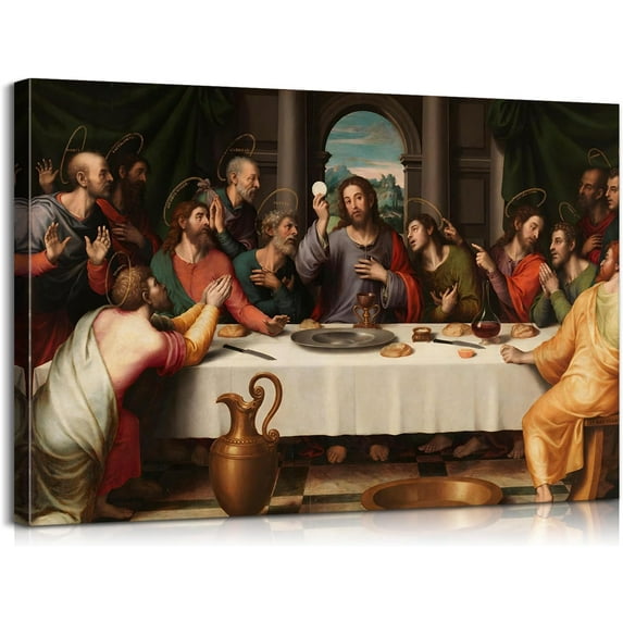 HFDF The Last Supper Painting Jesus Poster Jesus Picture Christian Canvas Wall Art Religious Leonardo Da Vinci Art Last Supper Painting Jesus Art Jesus Pictures for Dining Room 10x8inch Framed