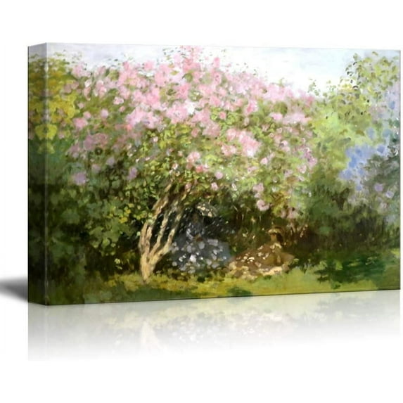 HFDF - Lilacs The Sun by Claude Monet Canvas Prt Wall Art Famous Oil Patg Reproduction - 14x11inch Framed