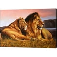 thumbnail image 1 of HFDF Lion Canvas Wall Art for Living Room Modern Animal Canvas Painting Gallery-Wrapped Lion and Lioness Picture Wall Decor Artwork Stretched by Wooden Ready to Hang - 10x8inch Framed, 1 of 6