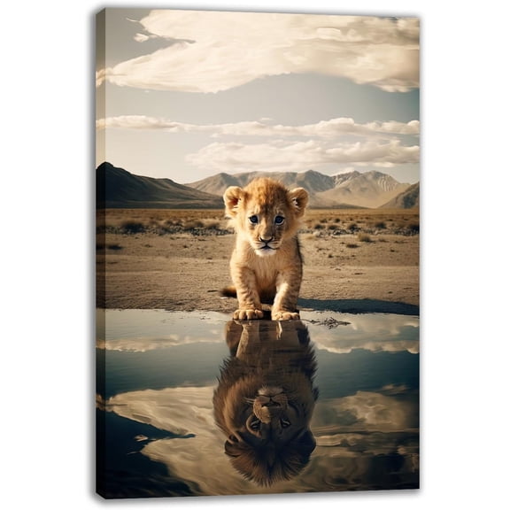 HFDF Lion Canvas Wall Art, Motivational Lion Kg Mdset Patg Prt Modern Wild Animal Artwork Prt for Livg Room Bedroom Decor(Artwork-02,) 8x10inch Framed