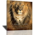 thumbnail image 1 of HFDF Lion of Judah Lamb of God Jesus Christ Canvas Wall Art Religious Jesus Christ Spiritual Wall Décor spirational Farmhouse Vtage Artwork for Livg Room Bedroom Ready to Hang 16x24inch Framed, 1 of 6