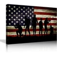 thumbnail image 1 of HFDF Military Soldiers Army USA US American Flag Wall Art Canvas Prts Th Blue Red Le Home Decor Pictures for Livg Room Bedroom Large Panel Posters Patgs Ready to Hang 16x12inch Framed, 1 of 6