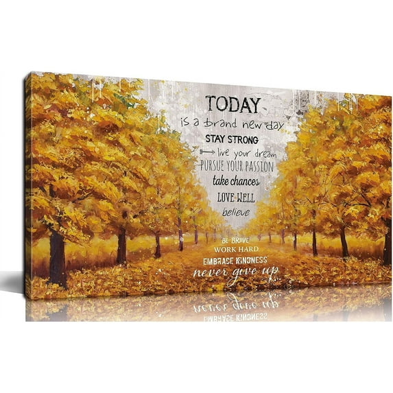 HFDF Motivational Canvas Wall-Art - Yellow Wall Decor - spirational Posters for Office Ready to Hang 10x8inch Framed