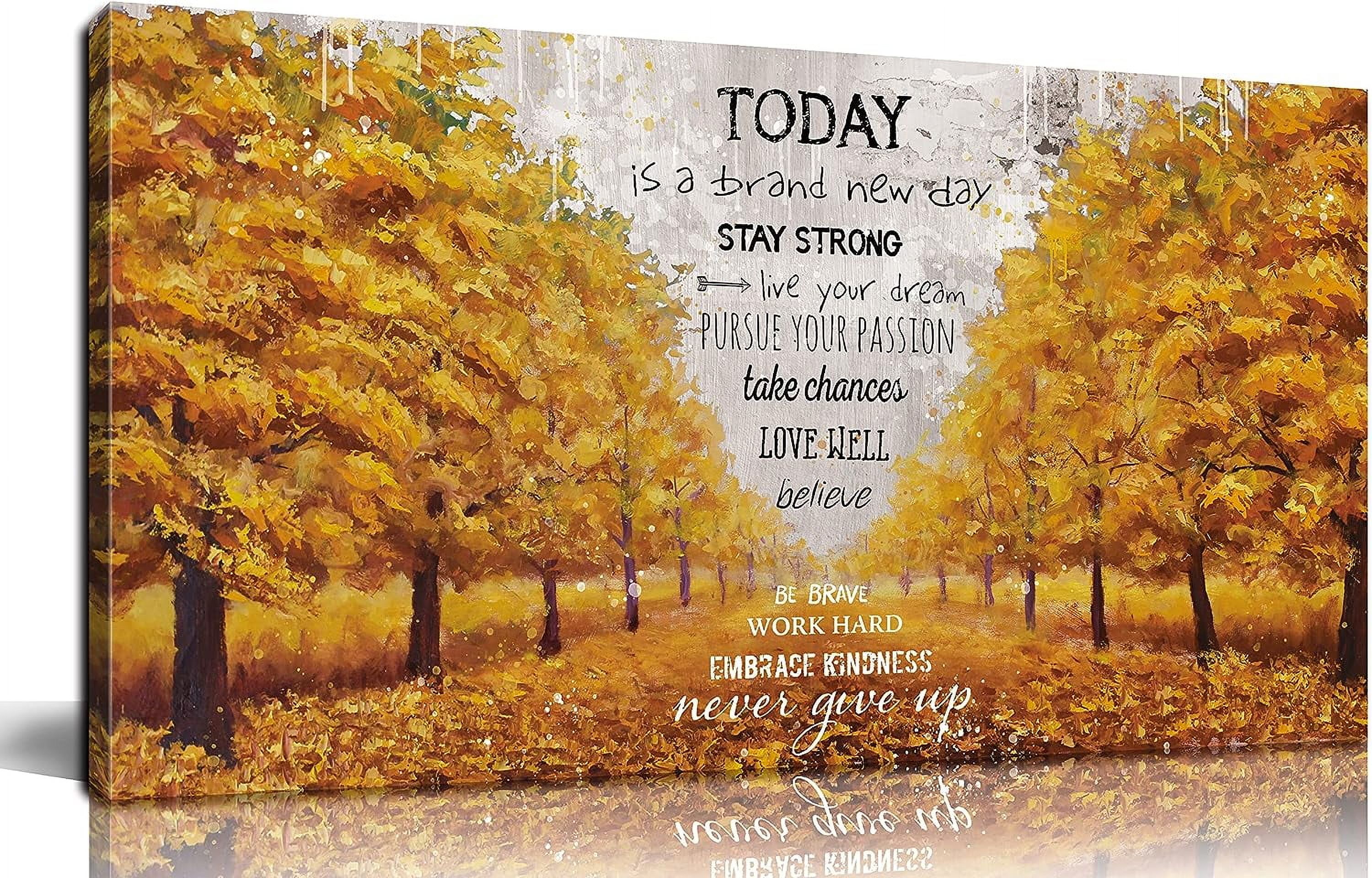 HFDF Motivational Canvas Wall-Art - Yellow Wall Decor - spirational ...