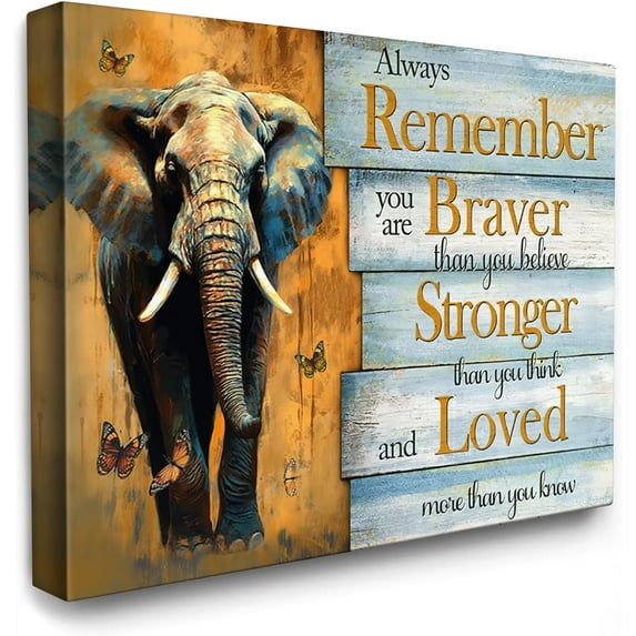 HFDF Motivational Elephant Canvas Wall Art Elephant Painting Wall Decorspirational Posters Home for Living Room Bedroom Bathroom Decoration 14x11inch Framed