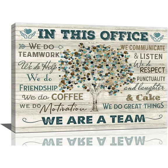 HFDF In This Office Wall Art Motivational Quotes Pictures Wall Decor We Are A Team Canvas Painting Modern Room Office Decorations Artwork Ready to Hang 24x16inch Framed