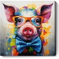 thumbnail image 1 of HFDF Pig With Glasses Canvas Wall Art Farm Animal Prints Cute Pig Pictures Colorful Animals Painting Funny Pig Poster Animals With Glasses Pictures Abstract Canvas Pig Artwork Wall 10x8inch Framed, 1 of 7