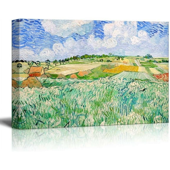 HFDF Pla Near Auvers by Van Gogh Giclee Canvas Prts Wrapped Gallery Wall Art | Stretched and Ready to Hang - 24x16inch Framed