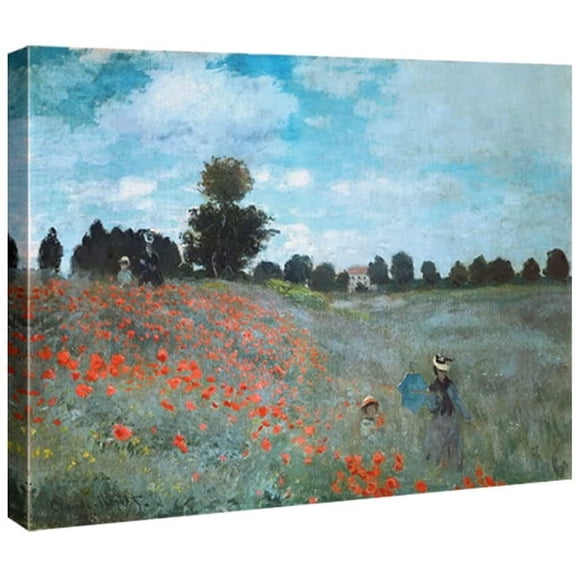 HFDF The Poppy Field Near Argenteuil Canvas Prts Wall Art of Claude Monet Famous Oil Patgs Reproduction Classic Landscape Pictures Artwork for Bedroom Decorations 16x12inch Framed