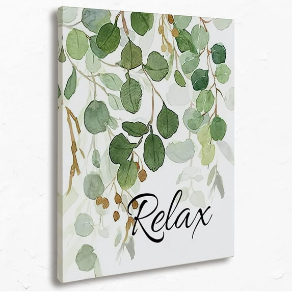HFDF Relax Sign Green Leaf Canvas Wall Art Prts,Boho Mimalist Plant Patgs Prts,es Artwork for Nature Theme Decor Salon Porch Bathroom Bedroom Livg Room Home 8x10inch Framed