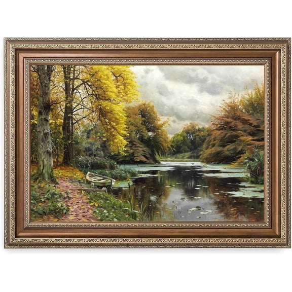 HFDF River Landscape 1903 by Peder Mork Monsted. Giclee Prts on Acid Free Cotton Canvas. Classic Art Reproduction Fe Art. Total w/Frame: 10x8inch Unframed