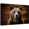 thumbnail image 1 of HFDF Rustic Bear Wall Art for Living Room Bear Pictures Wall Decor Farmhouse Wildlife Animal Photo Prints Bear Portrait Canvas Painting Wood Grain Background Cabin Decor for 24x16inch Framed, 1 of 6