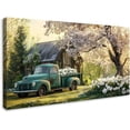 thumbnail image 1 of HFDF Rustic Farm Truck Canvas Wall Art Classic Green Pickup Under Flowering Tree with Farmhouse Floral Painting Prints for Living Room Bedroom Bathroom Decor 20x16inch Framed, 1 of 7