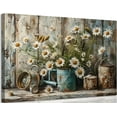 thumbnail image 1 of HFDF Rustic Farmhouse Daisy Canvas Wall art Vintage Country White Daisy Picture Wall Decor Neutral Still Life Flower Botanical Painting Artwork for Farmhouse Bathroom Decorationin 18x12inch Framed, 1 of 6
