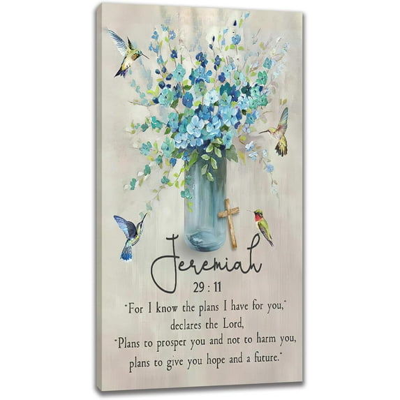 HFDF Scripture Large Wall Art Christian Bible Verses Canvas Prints OverPainting Vertical Big Jeremiah Pictures Gifts Farmhouse Artwork Home Bedroom Decor 20x24inch Framed