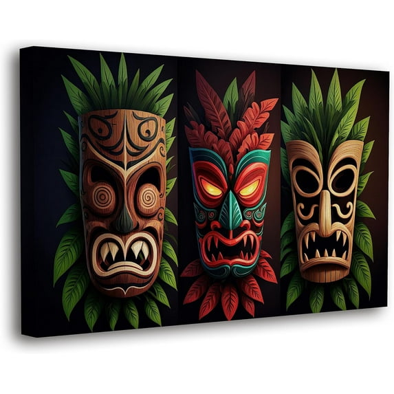 HFDF Spiritualhands African Masks Canvas Wall Art African Lady Canvas Wall Decor Vibrant Handcrafted African Wall Art for and Kitchen Wall Canvas (08 TREE AFRICAN MASKS Ready to 14x11inch Framed