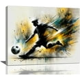 thumbnail image 1 of HFDF Sport Soccer Wall Art Football Pictures Wall Decor Graffiti Teen Boys Canvas Patg Prt Home Modern Artwork Decorations for Bathroom Livg Room Bedroom Office 16x12inch Framed, 1 of 5