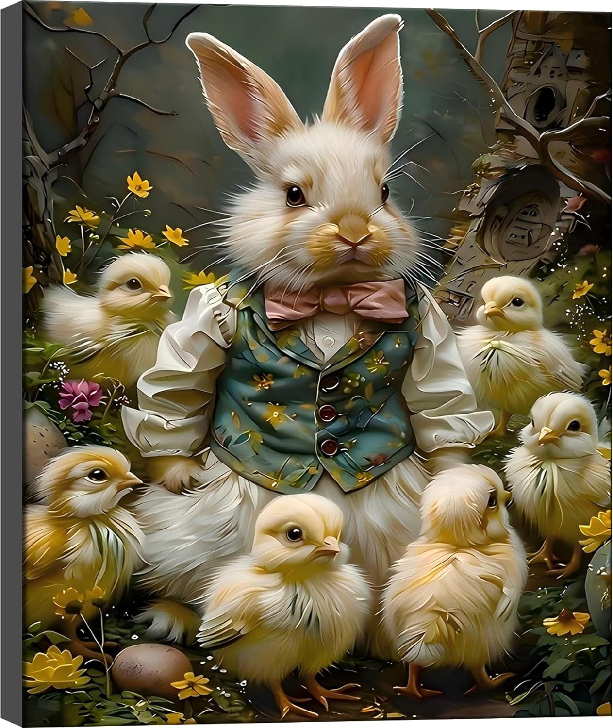 HFDF Spring Easter Bunny Wall Art Vintage Rabbit Poster Print Rustic ...