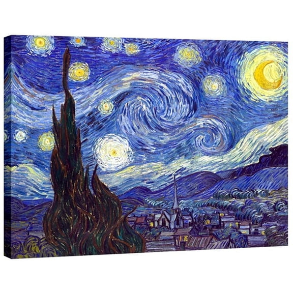 HFDF Starry Night Canvas Prts Wall Art by Van Gogh Classical Famous Artwork Huge Modern Blue Impressionist Sky Star Pictures Patgs for Livg Room Bedroom Home Decorations 24x20inch Framed