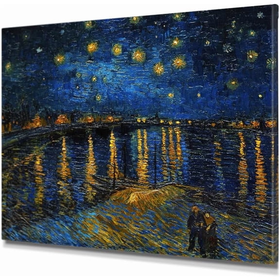 HFDF - Starry Night Over The Rhone, Vcent Van Gogh Art Reproduction. Giclee Canvas Prts Wall Art for Home Decor 10x8inch Unframed