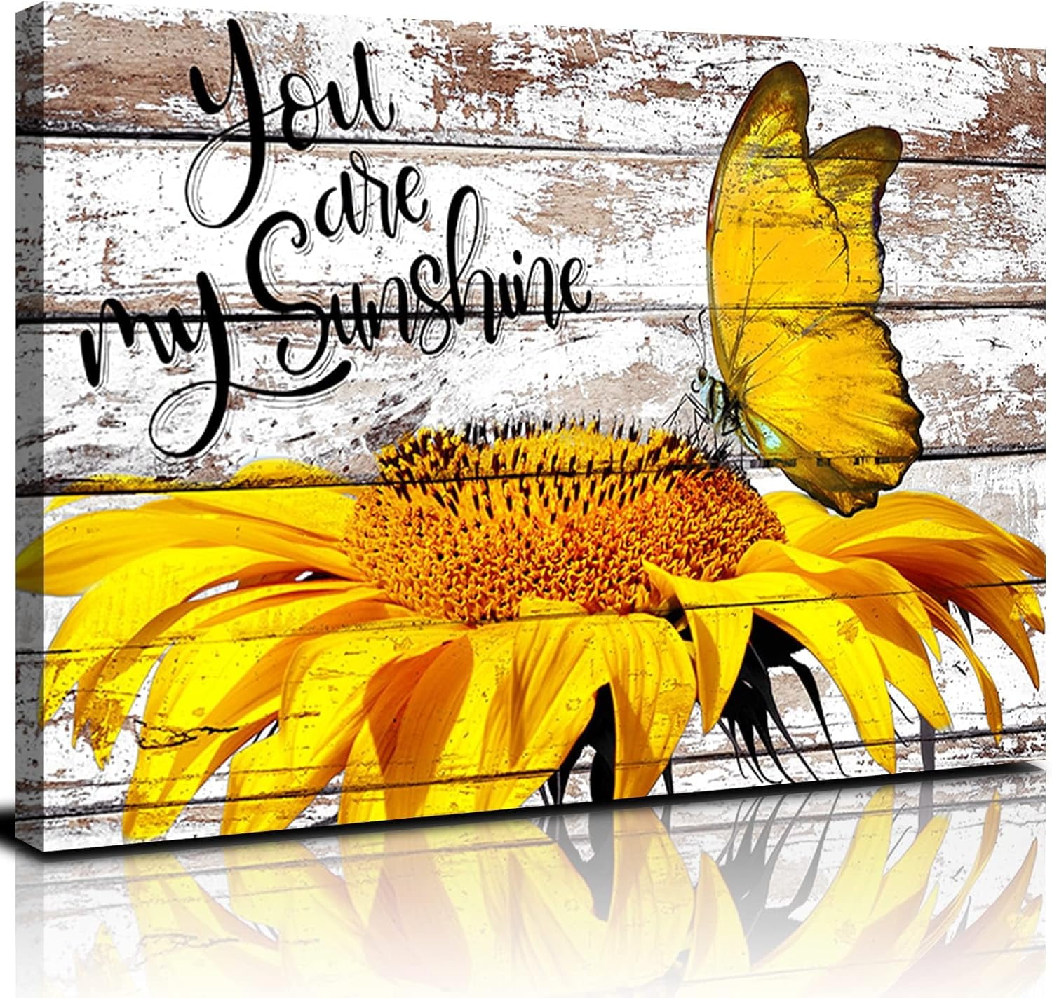 HFDF Sunflower Butterfly Canvas Wall Art for Kitchen Decor Farmhouse ...