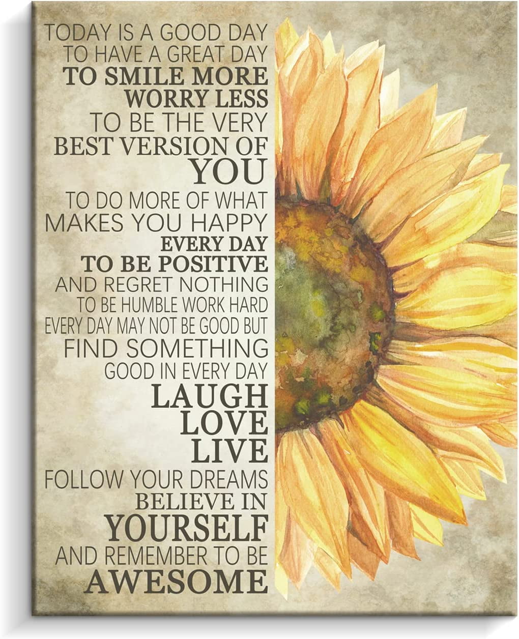 HFDF Sunflower Wall Decorspirational Quotes Canvas Wall Art Rustic ...