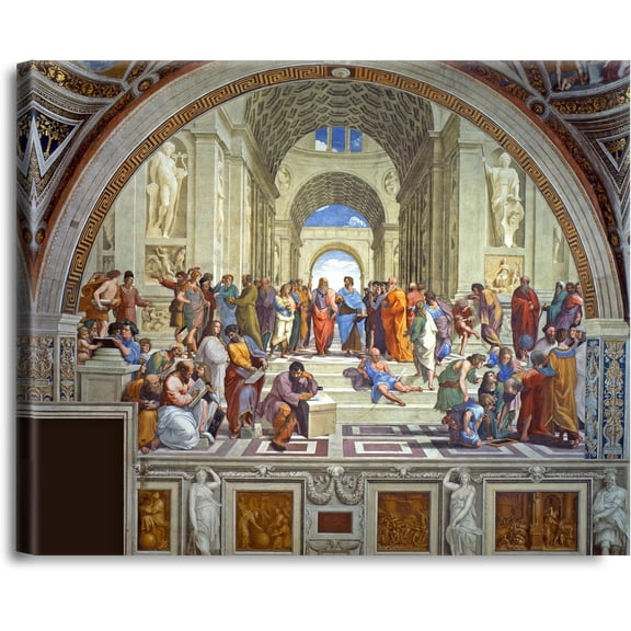 HFDF The School of Athens by Raphael. The World Classic Art Reproductions, Giclee Canvas Prts Wall Art for Home Decor, 16x12inch Framed