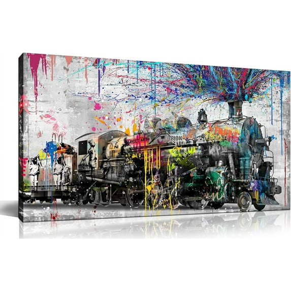 HFDF Tra Wall Art for Bedroom, Graffiti Canvas Wall Decor for Livg Room, Colorful Prt Patg Picture Decoration,es 24x20inch Framed