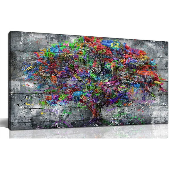 HFDF Tree of Life Wall-Art - Forest Wall Art - Abstract Canvas Wall Art for Livg Room Graffiti Art Ready to Hang 10x8inch Unframed