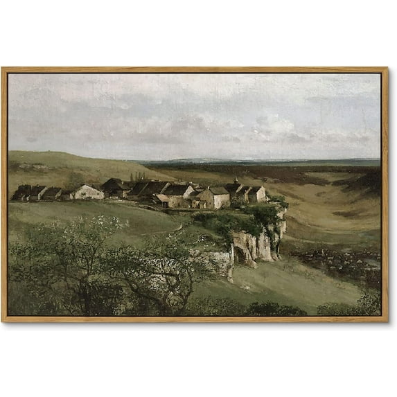 HFDF Vintage Landscape Canvas Wall Art Nature Wildflower Field Scenery Prints Winding Road Country Painting Picture Decor Artwork Rustic Farmhouse Gallery Office Living Room 10x8inch Framed
