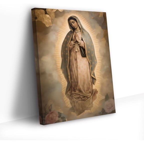 HFDF Virg Mary Canvas Wall Art Catholic Pictures Prt Christian Spiritual Poster Patg Church Prayer Room Livg Room Decor (Virg Mary - 2, ) 12x18inch Framed