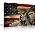 thumbnail image 1 of HFDF Vtage American US USA Flag Fighter Bomber Head Propeller Canvas Wall Art Prts Retro Warplanes Home Decor Pictures Poster Military Aircraft Patg Ready to Hang 24x20inch Framed, 1 of 6